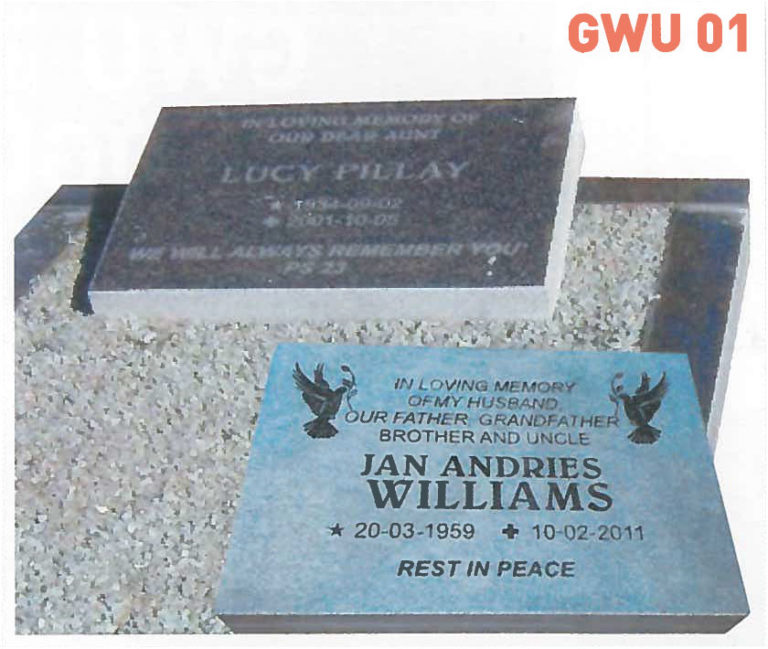 GWU 1 Tombstone | Jeudfra Funeral Services in Upington