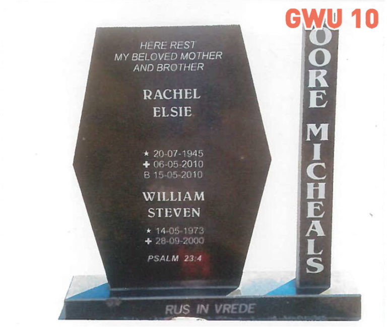 GWU 10 Tombstone | Jeudfra Funeral Services in Upington