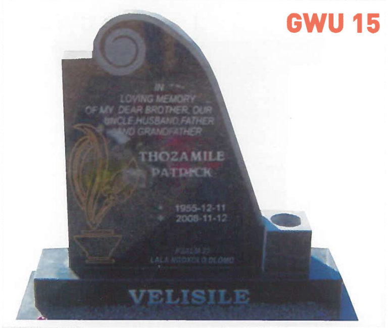 GWU 15 Tombstone | Jeudfra Funeral Services in Upington