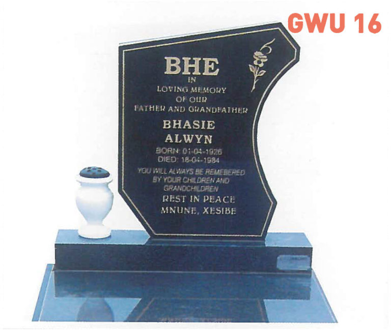 GWU 16 Tombstone | Jeudfra Funeral Services in Upington