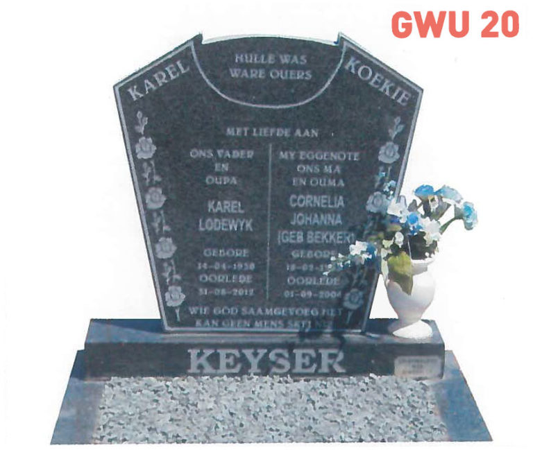 GWU 20 Tombstone | Jeudfra Funeral Services in Upington
