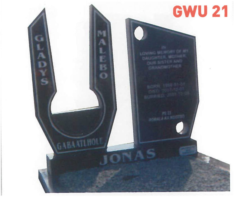 GWU 21 Tombstone | Jeudfra Funeral Services in Upington