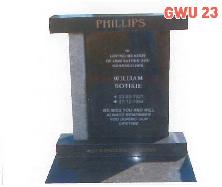 GWU 23 Tombstone | Jeudfra Funeral Services in Upington