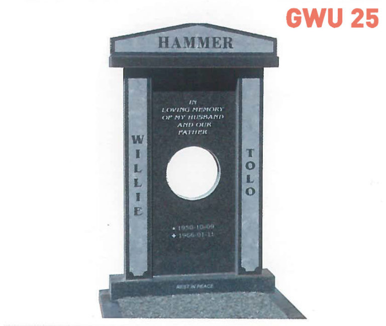 GWU 25 Tombstone | Jeudfra Funeral Services in Upington