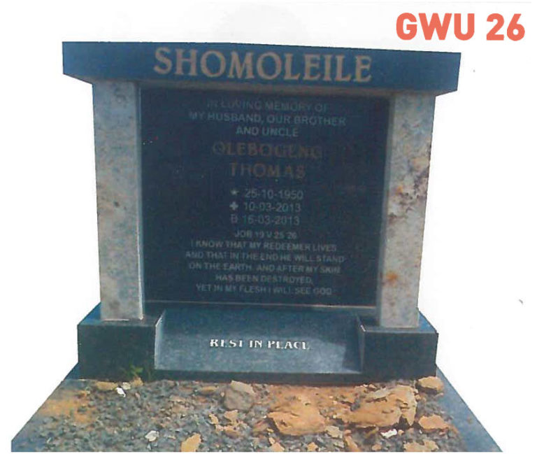 GWU 26 Tombstone | Jeudfra Funeral Services in Upington