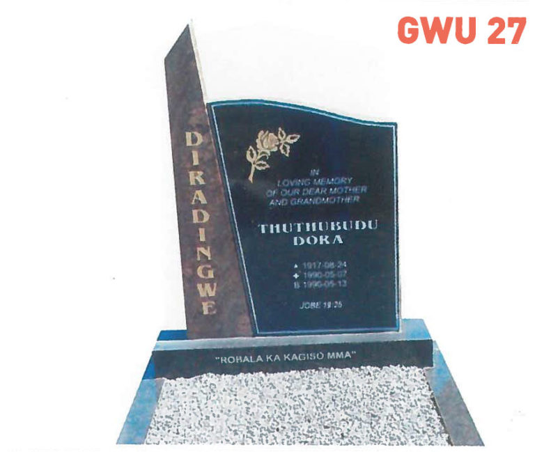 GWU 27 Tombstone | Jeudfra Funeral Services in Upington