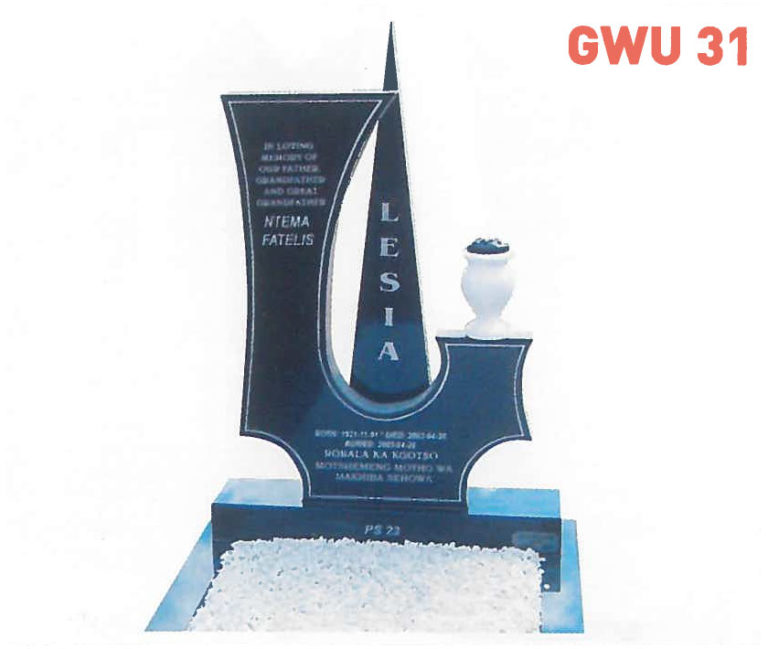 GWU 31 Tombstone | Jeudfra Funeral Services in Upington