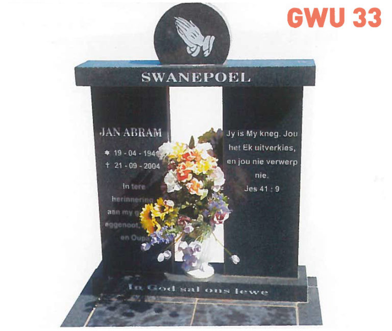 GWU 33 Tombstone | Jeudfra Funeral Services in Upington