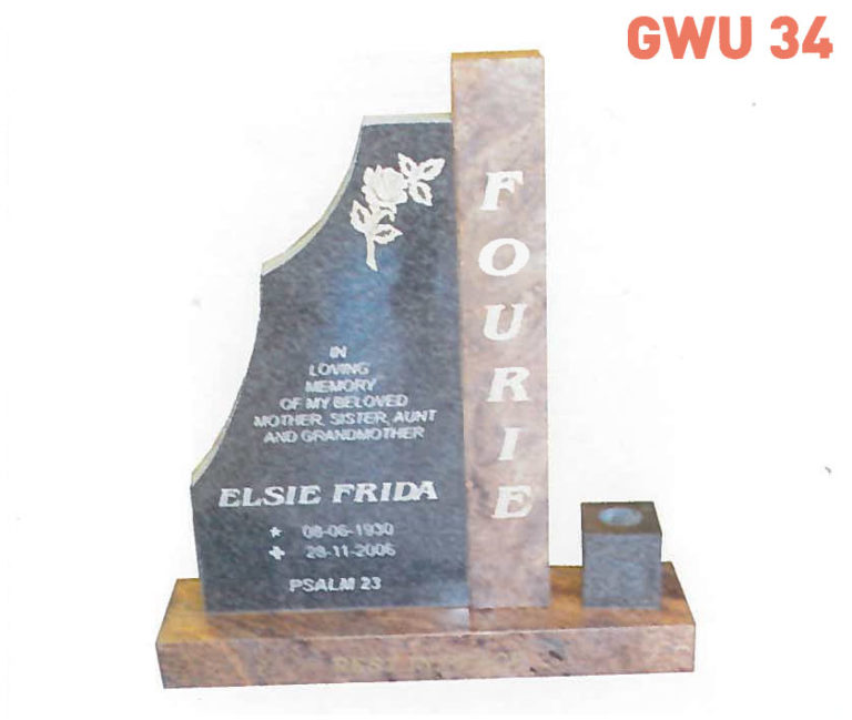 GWU 34 Tombstone | Jeudfra Funeral Services in Upington