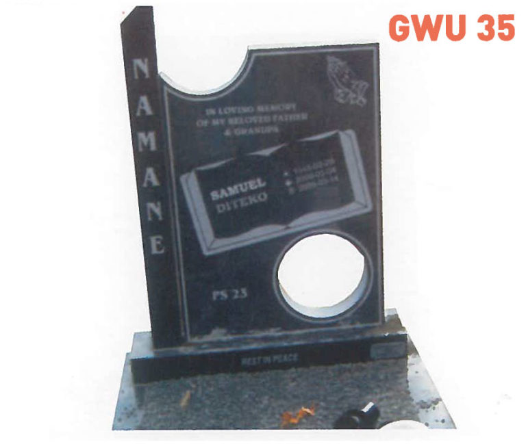 GWU 35 Tombstone | Jeudfra Funeral Services in Upington