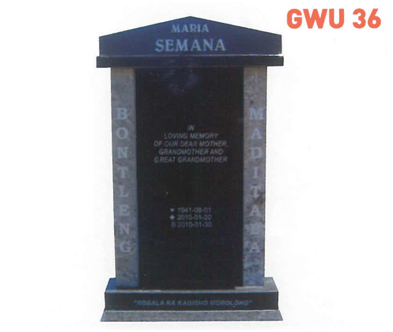 GWU 36 Tombstone | Jeudfra Funeral Services in Upington