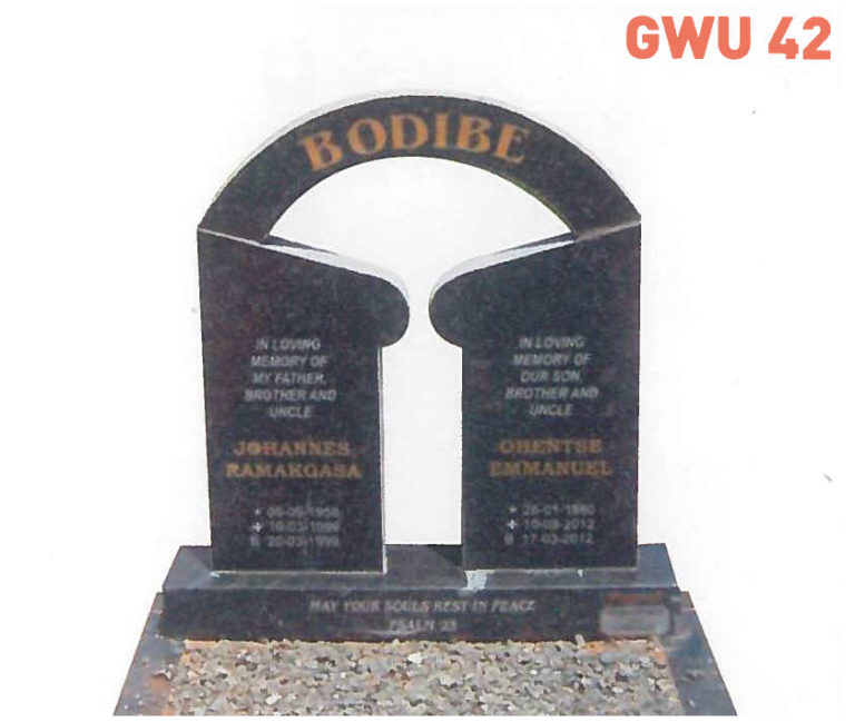 GWU 42 Tombstone | Jeudfra Funeral Services in Upington