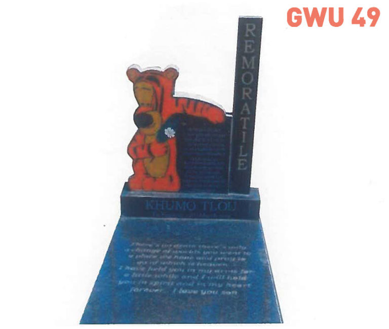 GWU 49 Tombstone | Jeudfra Funeral Services in Upington