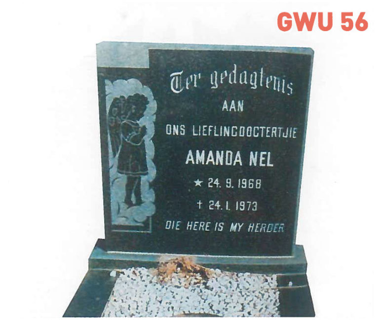 GWU 56 Tombstone | Jeudfra Funeral Services in Upington
