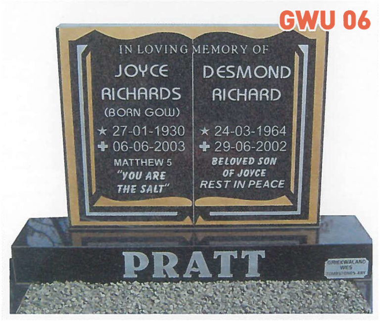 GWU 6 Tombstone | Jeudfra Funeral Services in Upington