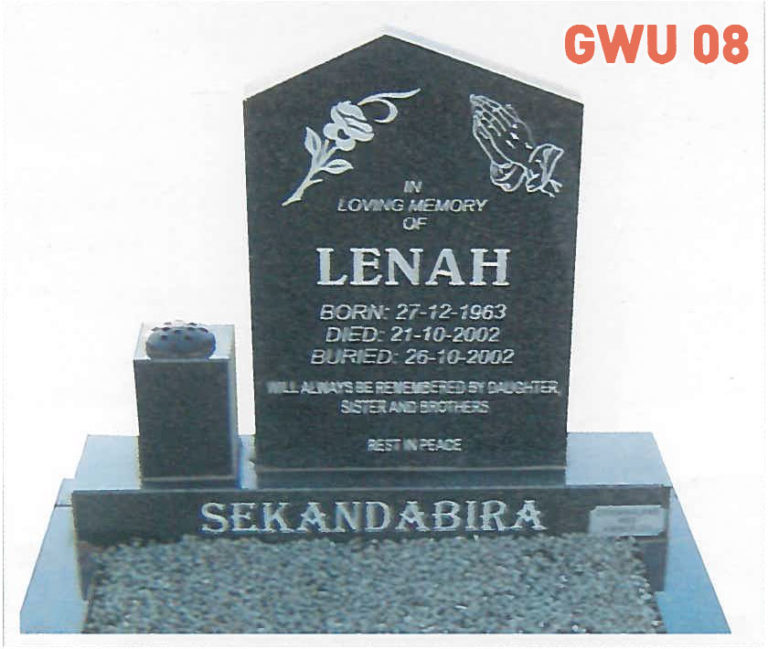 GWU 8 Tombstone | Jeudfra Funeral Services in Upington
